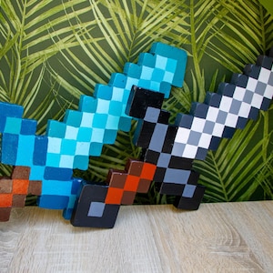 Handmade Minecraft-Inspired Sword – Game-Inspired Decor & Cosplay
