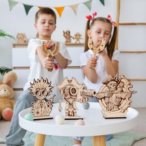 Reusable targets set in personalized gift box, Adventure lover&#39;s shooting game, Safe indoor play kit, Name engraved toddler party favors