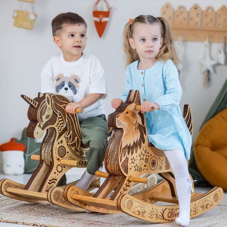 Handmade Wooden Wolf Rocking Toy, Personalized Engraved Rocker - Etsy