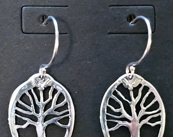 Sterling Silver Tree of Life Family Tree Earrings