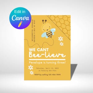 DIGITALE DOWNLOAD | Gezoem voorbij! Uitnodigingssjabloon schattige bij: bewerkbaar op canvas