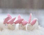 Spring Bunny TOY - Organic Stuffed Animal Rabbit - White Baby Garden Bunny with Pink Ears - Eco Friendly Stuffie (Ready to Ship)