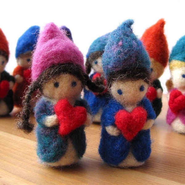 AS SEEN in Canadian Family Magazine - love felted heart gnomes / whimsical handmade miniatures