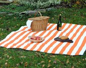Picnic Blanket- Orange Stripes- Waterproof Picnic Blanket- Eco Friendly, Personalized Gift