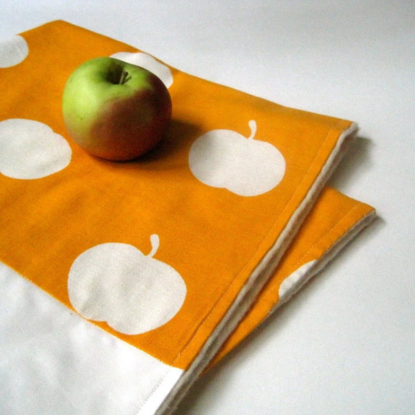 organic baby blanket / modern kids eco friendly blanket with vintage midcentury mod Scandinavian apples LAST ONE (Ready to Ship)