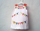 The Dixie Dress - organic toddler girls dress rainbow flag bunting with orange / eco friendly summer carnival fair fashion (made to order)