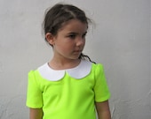 Neon Girls Dress- The Rosie Dress - With White Peter Pan Collar- Modern, Kids, Spring, Fashion (Made To Order 2T 3T 4T 5T 6T)