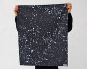 Organic Baby Blanket in Night Sky Stars - Childrens Bedding Blanket for Eco Friendly Kids in Dark Navy Blue with Galaxy Constellations