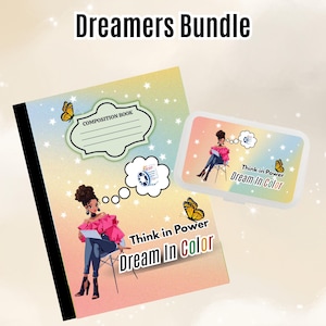 Dreamers Bundle | Black Girl Composition Notebook Cover | Digital Planner Cover | Dream in Color Back to School Printable | Instant Download