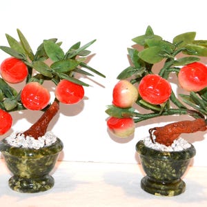 Feng Shui Peach Tree with Jade Glass Pair Any Room