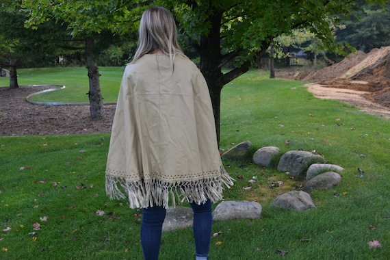 Vintage Poncho with Fringe Western Native Indie B… - image 2