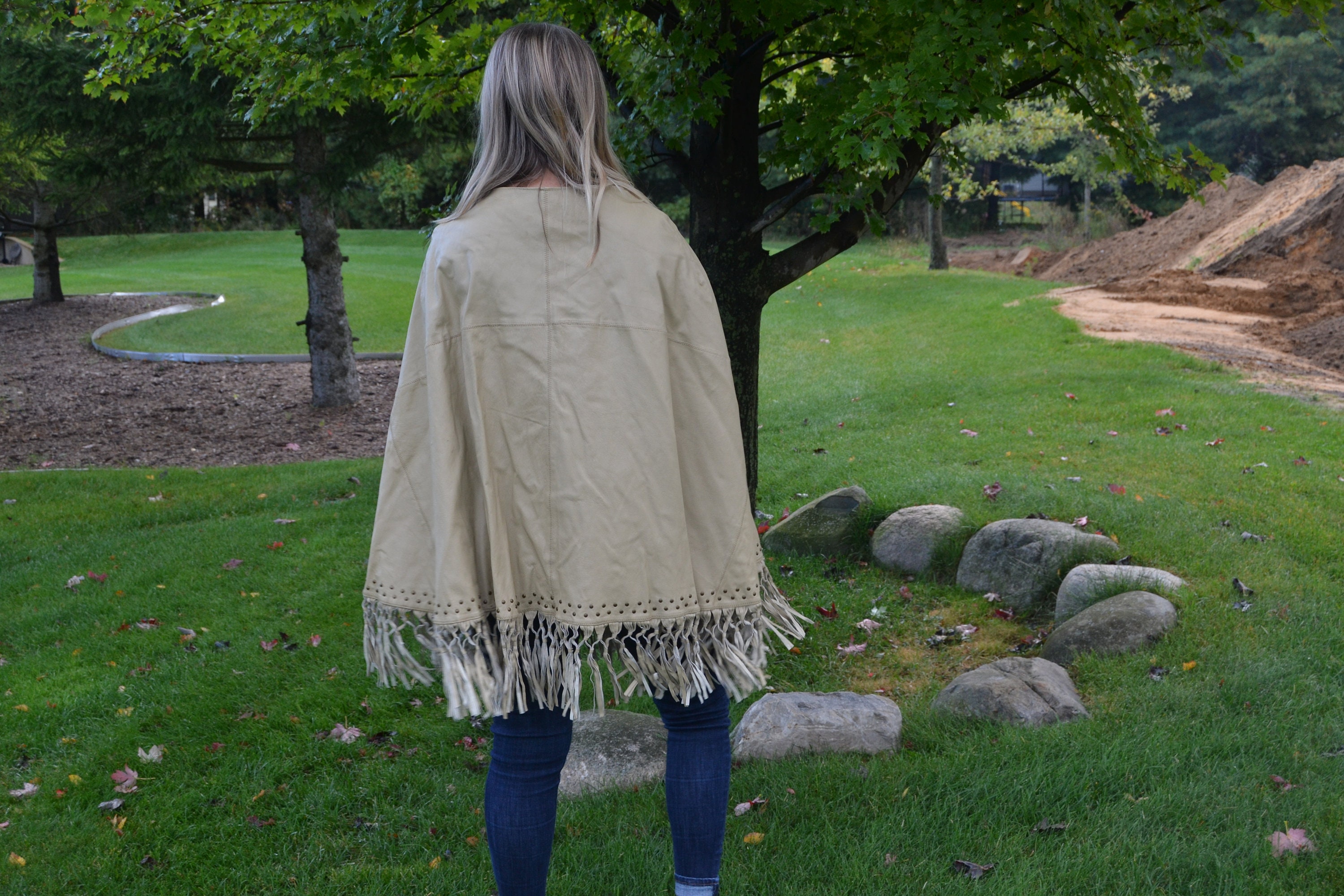 Vintage Poncho With Fringe Western Native Indie Blanket