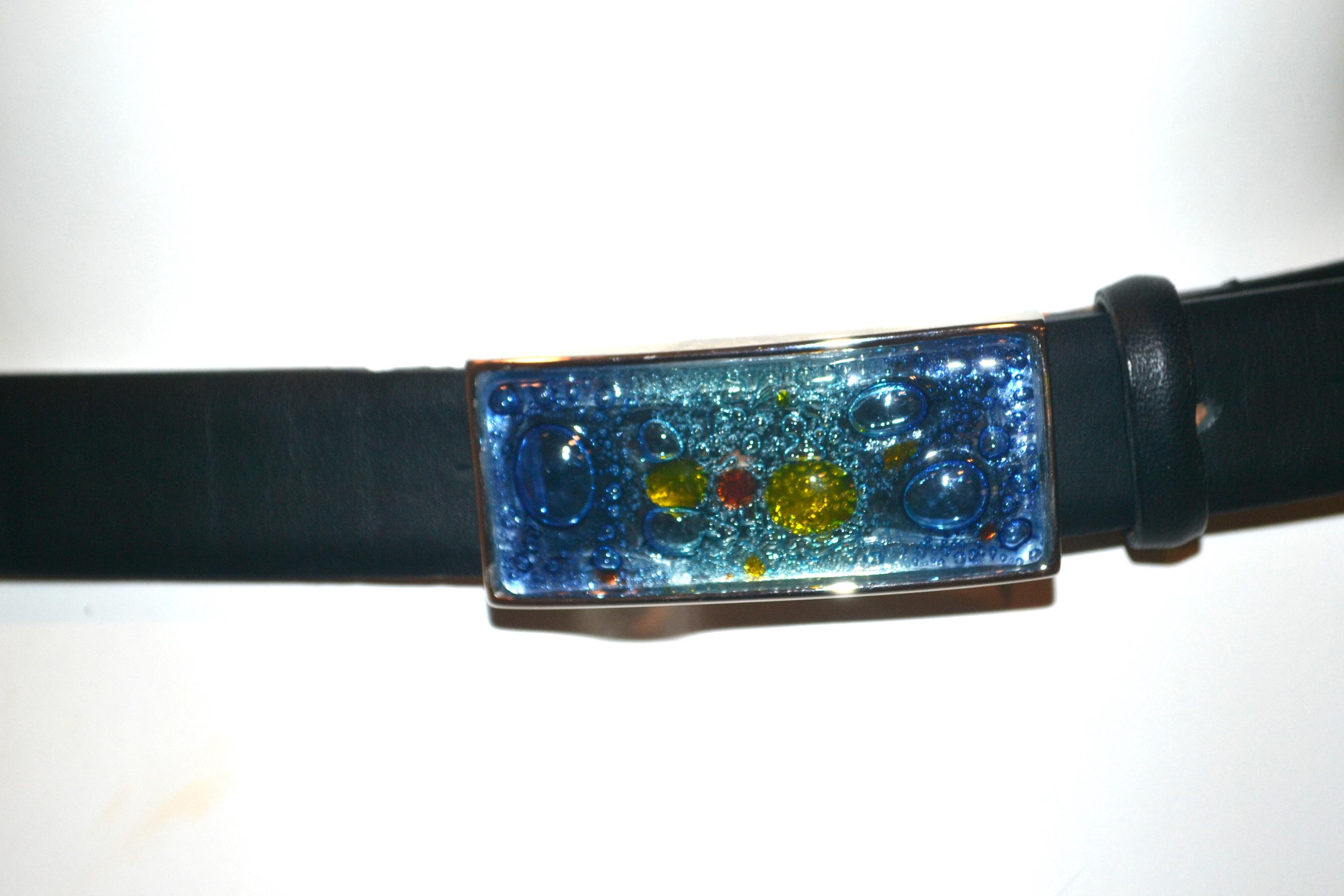 Vintage Murano Glass With Leather Bollorini Belt Black - Etsy display picture 2