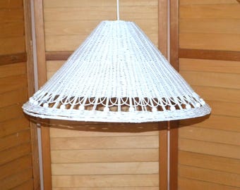 Vintage Lamp Wicker Dome Stick and Ball Hanging