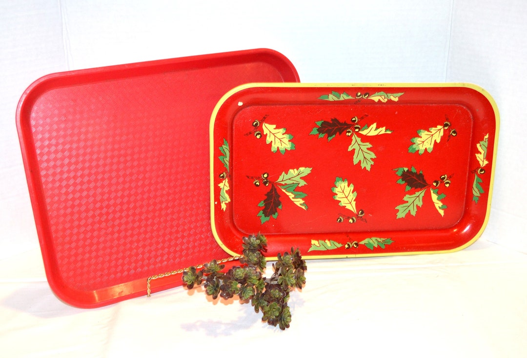 Vintage 1960s Red Trays: Metal Leaf Tray & Cambro Plastic Tray - Etsy