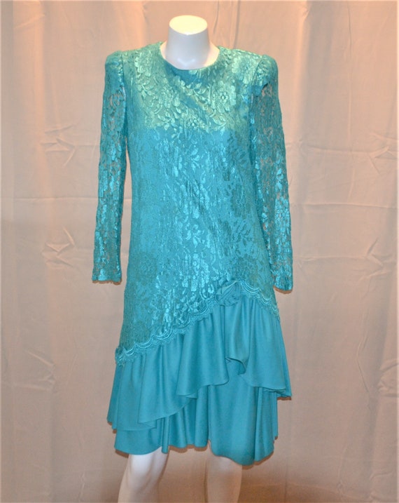 Peacock blue lace dress online