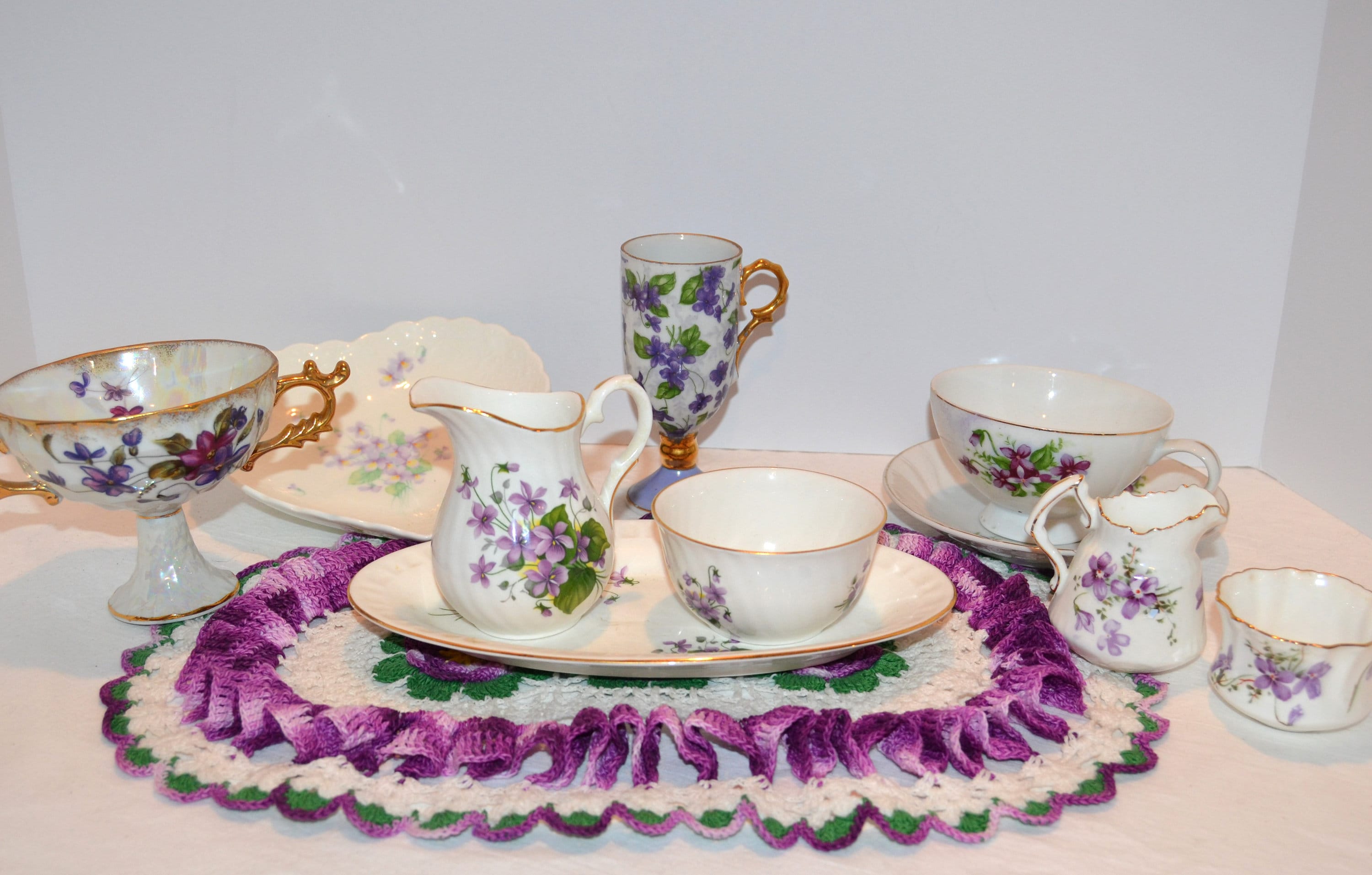 Antique cup with violets - Etsy 日本