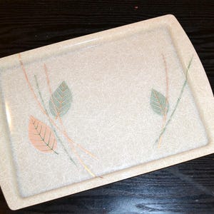 Vintage Tray Gold and Green on Fiberglass Aspen Leaf Style 1950&#39;s