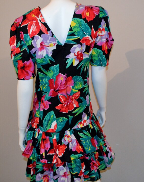 Vintage Dress Midnight Garden with Ruffles - image 5