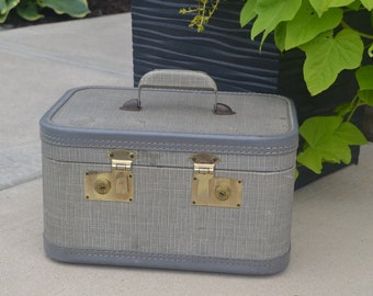 Vintage Train Case 1940's Steampunk Gray