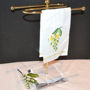 Vintage Towel Jewelry Hollywood Regency Stand Brass Glass
