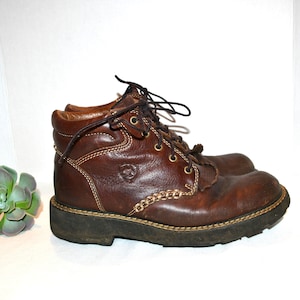 Vintage Work Boots Unisex Leather Fab for Fashion Too