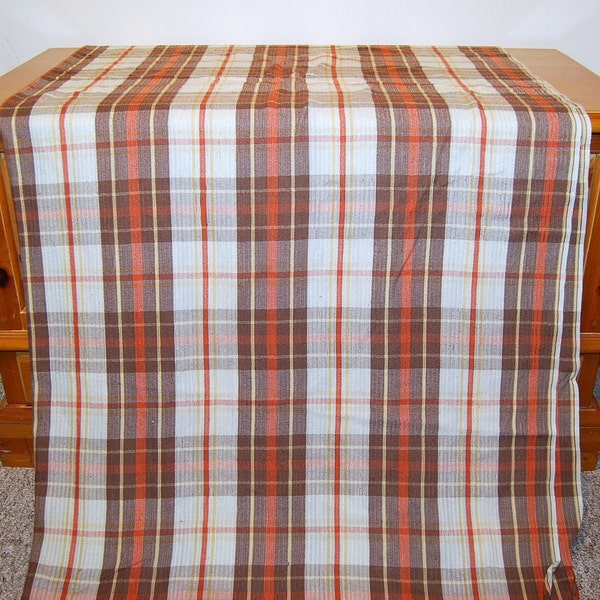 Vintage Bedspread Brown Plaid Twin Cover Easy On Kids to Adults