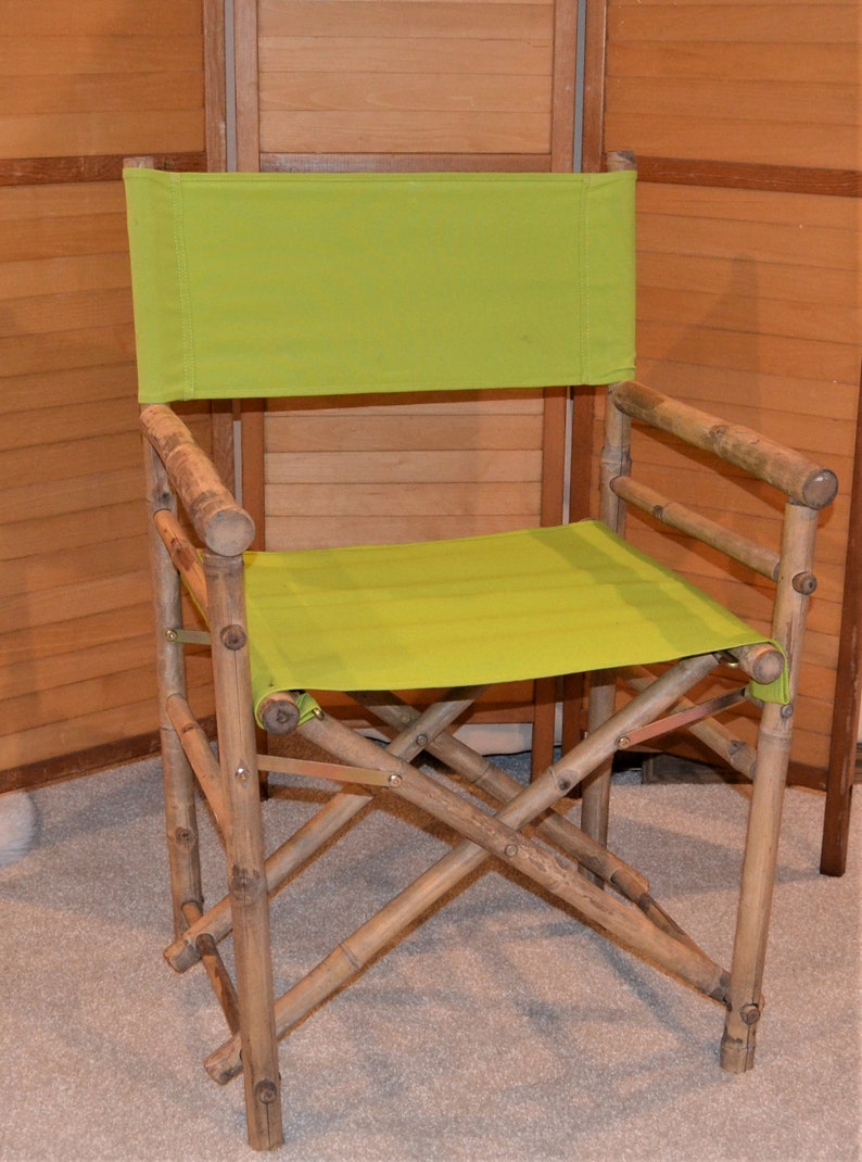 Vintage Bamboo Directors Chair Lime Etsy