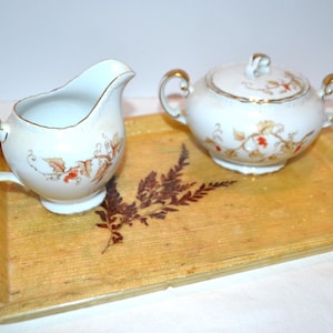 Vintage Cream and Sugar with Tray Grapes and Vines