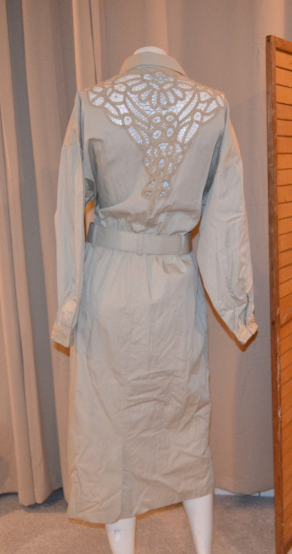 Vintage Dress Shirt Retro Khaki with Lace Back 19… - image 5
