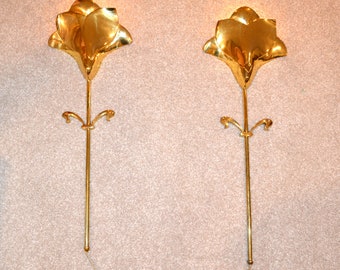 Vintage Lamps Tall Wall Torchiere Brass Lily Pads for Any Room Pair