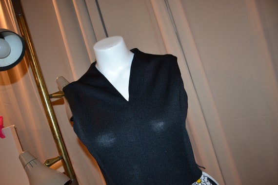 Vintage Black and Flower Power Dress Maxi Hostess… - image 2