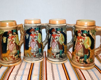 Vintage Steins German Matching Couples Large Beerfest Ready