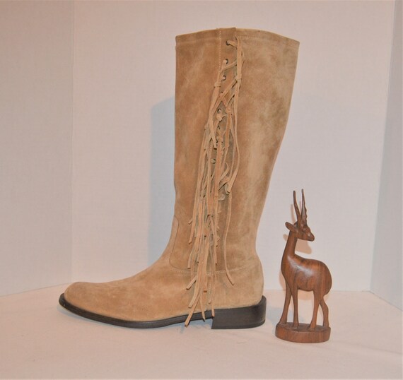 Vintage Boots Fringe on Suede Hippie 