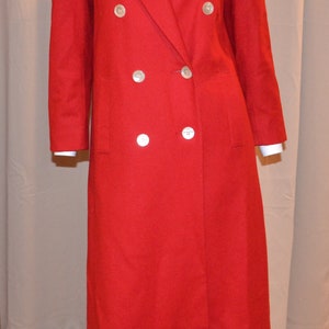 Vintage Coat Red Dress Wool Double Breasted 1970&#39;s