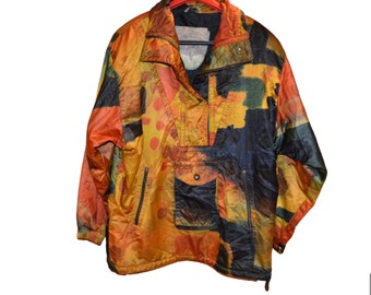 Vintage Coat German Puffer Abstract Unisex Retro Fabric