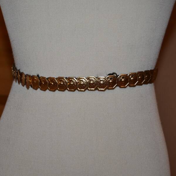 Vintage Belt Stretch Gold Hexagon Retro