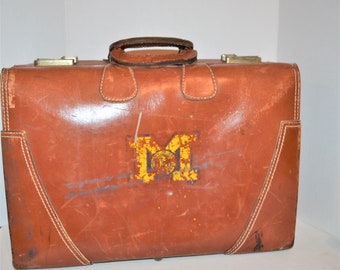 University of Michigan Antique Prop Logo Suitcase 1940's