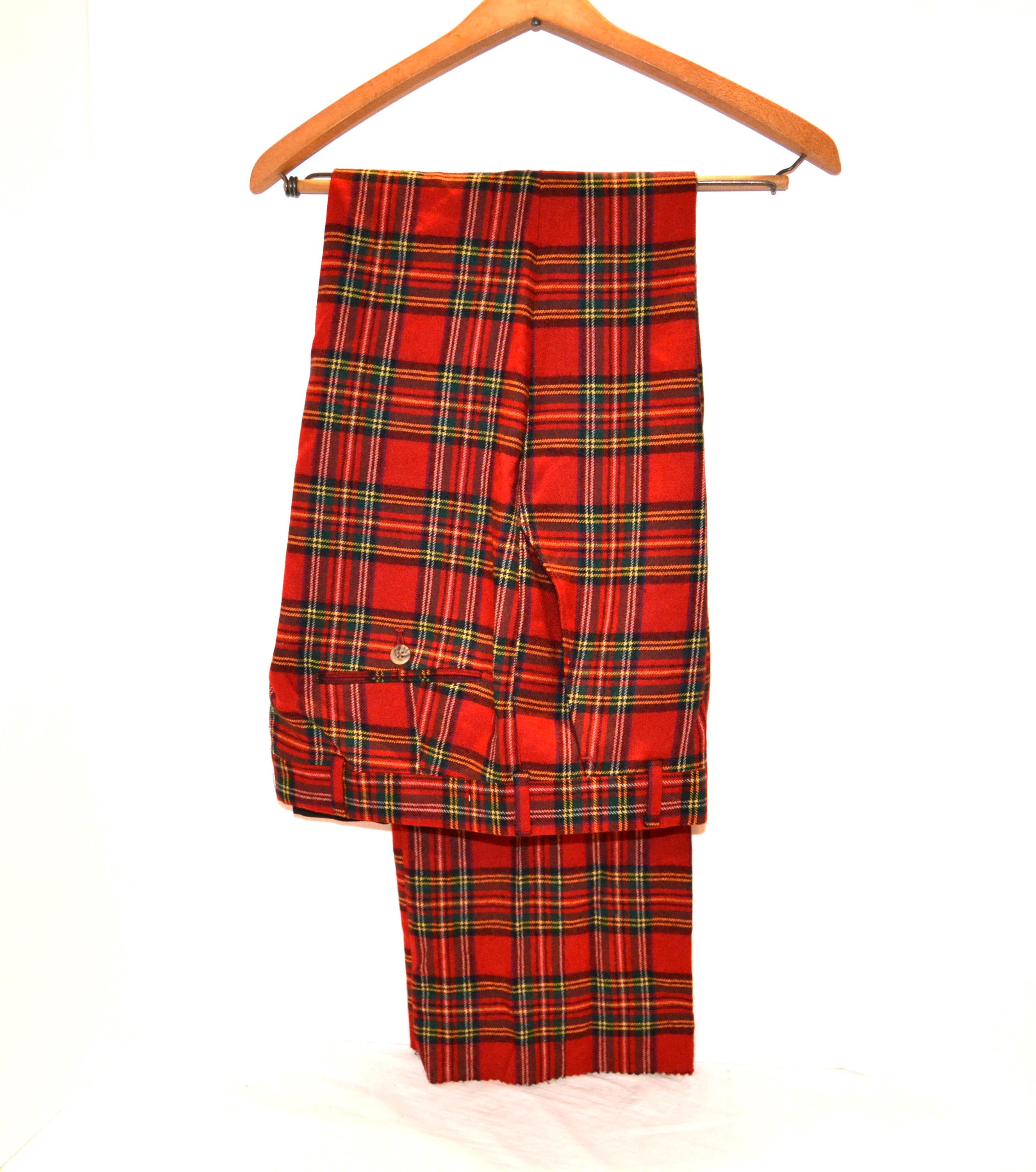 1970's Men's Pants Wool Unhemmed Red Plaid - Etsy