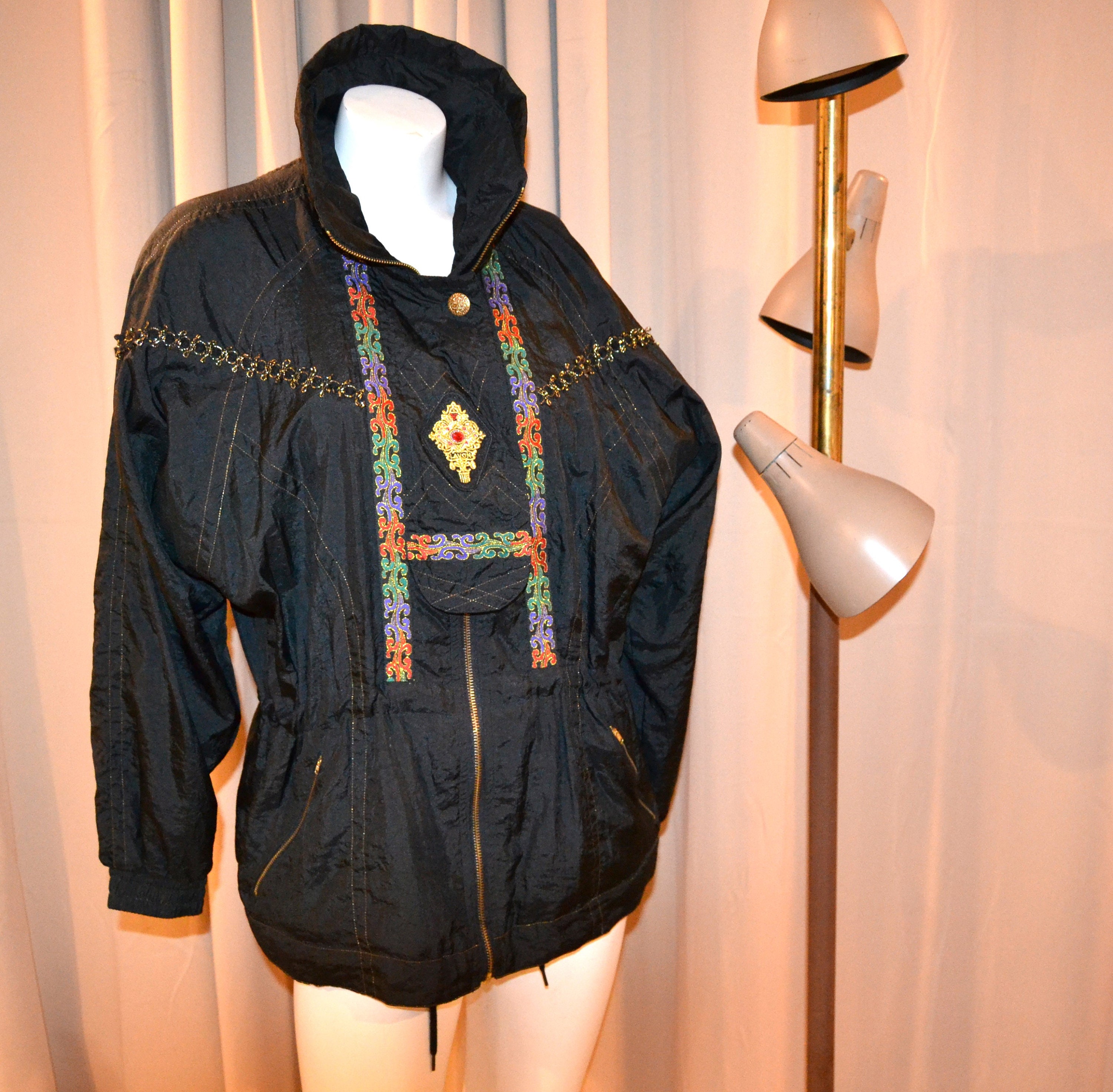 Vintage Jacket Bomber Baroque Black With Baroque Metallic Gold and