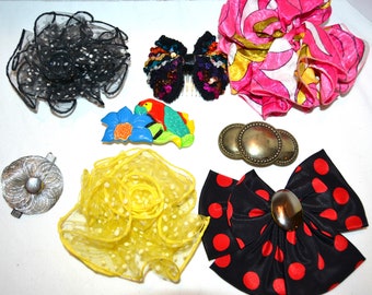 Vintage Hair Bows Adornments Barettes Tropical Goods Lot of 8