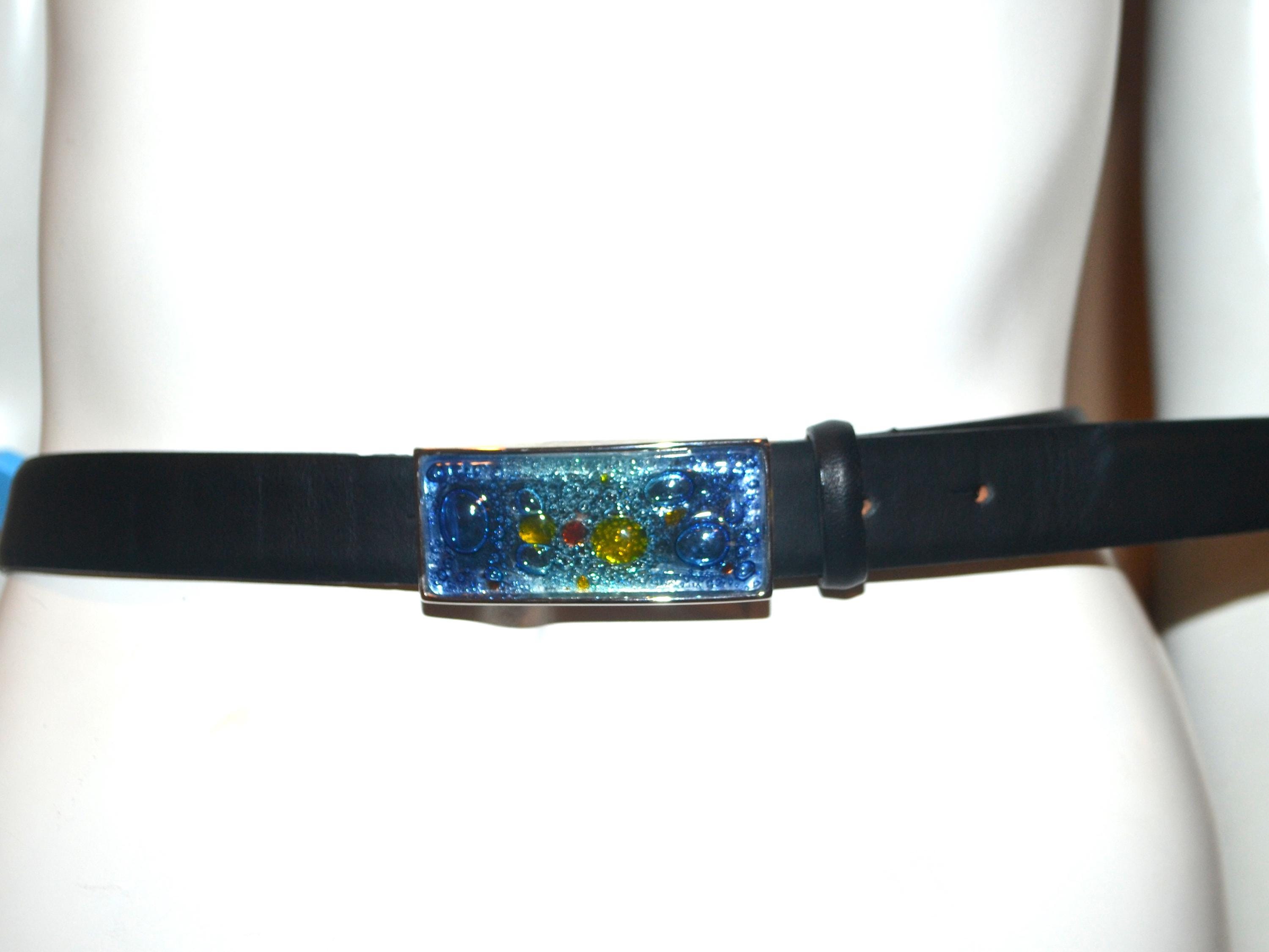 Vintage Murano Glass With Leather Bollorini Belt Black - Etsy display picture 2