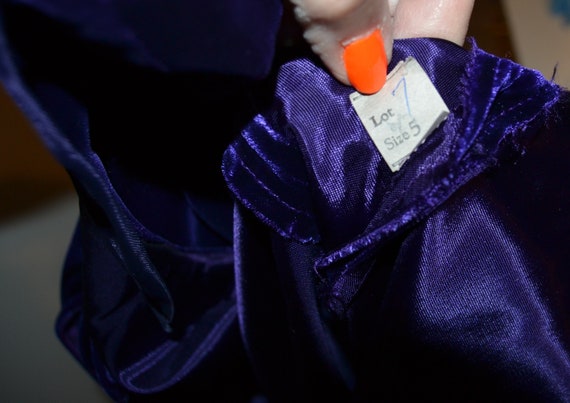 Vintage Dress Purple Velvet Mini Bell Sleeves wit… - image 5