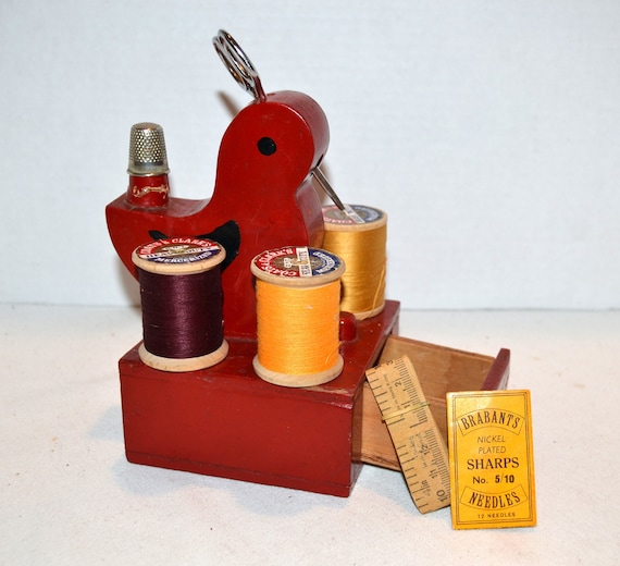 Vintage Sewing Kit for Display Kitsch Rustic Primitive and Country 