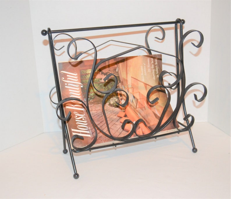Vintage Wrought Iron Magazine Rack Etsy