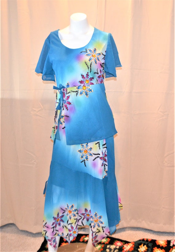 Vintage French Ombre Gypsy Skirt and Blouse