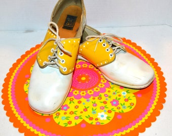 Vintage Saddle Shoes 1950's Bowling to Dance Floor with Yellow