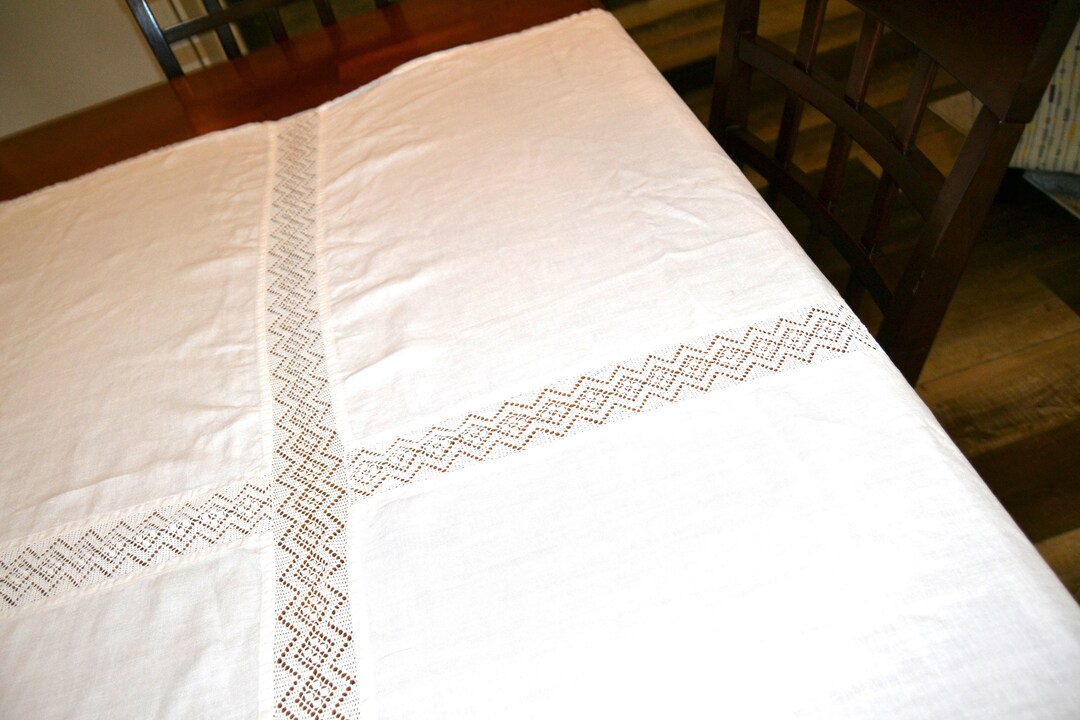 Antique Linen White Cut Work Table Cover Dresser Scarf Etsy