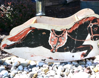 Horse 1950's Rocking with Paint Cottage Core Country MCM Rustic Chippy