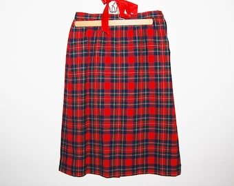 Vintage Pendleton Skirt Red Wool Plaid